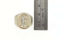 Sterling Silver Oval Ornate F Monogram CZ Initial Signet Ring