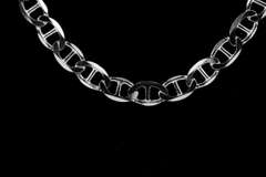 Sterling Silver Flat Marina Link Chain 8.2mm 925 Italy Anchor Mariner Necklace 24"