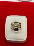 LADIES 18K GOLD , DIAMOND AND SAPPHIRE SNAKE RING