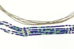 Sterling Silver Azurite Beaded Liquid Silver Southwestern Necklace