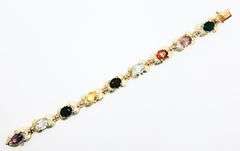 Exquisite 18k Gold Polychromatic Gemstone Bracelet