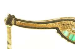 14K Yellow Gold Marquise Syn. Emerald Diamond Halo Chevron Necklace