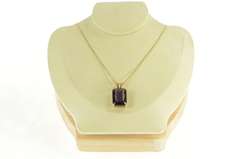 14K Yellow Gold Emerald Cut Amethyst Solitaire Vintage Pendant