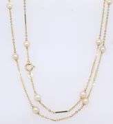 Vintage Pearl Station Yellow Gold Necklace