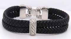 Judith Ripka Cubic Zirconia 925 Sterling Silver Black Rubber Bracelet