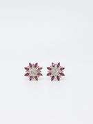 Floral 18kt White Gold Diamond and Ruby Studs
