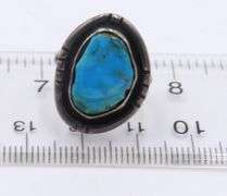Vintage Sterling Silver Turquoise Cuff Bracelet and Turquoise Ring