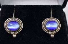 Cute Cat's Eye Gemstone Earrings In Sterling Silver