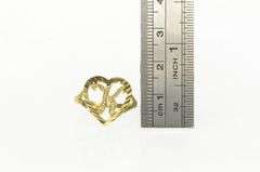 10K Yellow Gold Textured K Initial Monogram Name Heart Love Ring