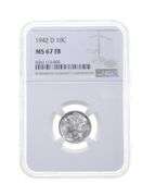 MS67 FB 1942-D Mercury Silver Dime - Graded NGC