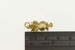14K Yellow Gold Vintage Opal Diamond Eyed Owl Wisdom Charm/Pendant