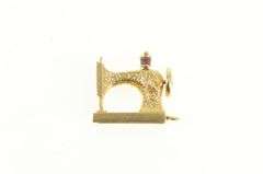 14K Yellow Gold 3D Sewing Machine Seamstress Fashion Charm/Pendant