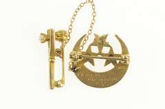 14K Yellow Gold Delta Delta Delta Crescent Moon Lapel Chain Pin/Brooch