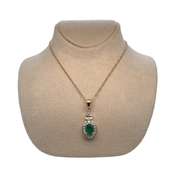 10K GOLD PENDANT WITH EMERALD AND DIAMONDS