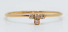 Elegant Four Set Diamond 18k Rose Gold Ring