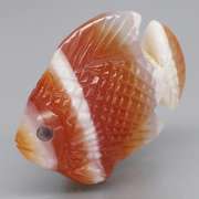 Adorable 24.27ct Agate and Sapphire fish carving