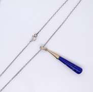 Set of Vintage 925 Sterling Silver Lapis Necklace and Dangle Earrings