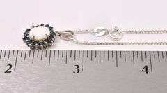 Opal And Blue Sapphire Pendant Necklace In Sterling Silver