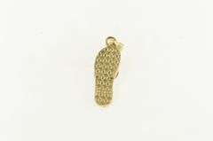 14K Yellow Gold Pink Sim. Opal Inlay Two Tone Flip Flop Charm/Pendant