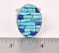 Blue Turquoise And Lapis Lazuli Ring In Sterling Silver