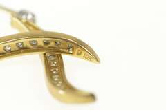 10K Yellow Gold Diamond Curvy Bar Dangle Vintage Statement Earrings