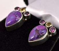 Purple Charoite Earrings In Sterling Silver