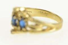 14K Yellow Gold Ornate Syn. Sapphire Diamond Statement Ring