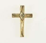 14K Yellow Gold Vintage Diamond Cross Christian Faith Charm/Pendant