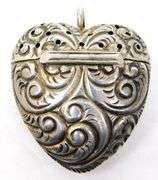 Antique Sterling Silver Heart Vinaigrette