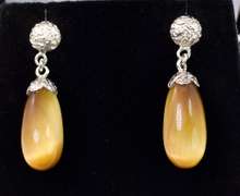 Tiger's Eye Gem Earrings In Sterling Silver