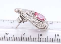 Incredible 18kt Set of Fantasy Cut Pink Topaz and Diamond Pendant on Chain with Matching Earrings