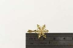 14K Yellow Gold Diamond Cut Snow Flake Winter Motif Charm/Pendant