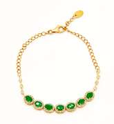 18KT SOLID YELLOW GOLD, EMERALD, & DIAMOND BRACELET