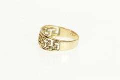 14K Yellow Gold Textured Greek Wave Pattern Graduated Band Ring