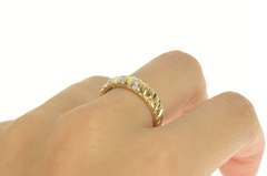 14K Yellow Gold 0.25 Ctw Diamond Grooved Wedding Band Ring