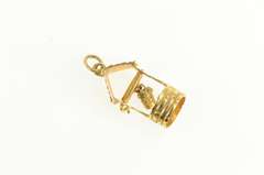 14K Yellow Gold 3D Articulated Wishing Well Bucket Lucky Charm/Pendant