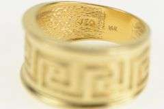 14K Yellow Gold Graduated Greek Wave Key Pattern Band Ring