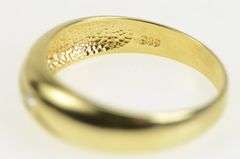 14K Yellow Gold Domed Diamond Wavy Design Vintage Band Ring