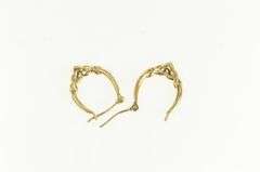 14K Yellow Gold Puffy Heart Love Symbol Claddagh Hoop Earrings