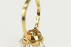 14K Yellow Gold Ruby Diamond Pearl Flower Cluster Statement Ring