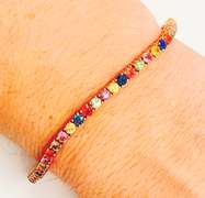 STUNNING 18KT SOLID YELLOW GOLD 8.0 CARAT RAINBOW SAPPHIRE BRACELET