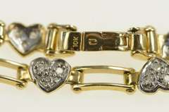 10K Yellow Gold Diamond Pave Heart Love Symbol Tennis Bracelet