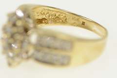 10K Yellow Gold Ctw Oval Diamond Cluster Vintage Statement Ring