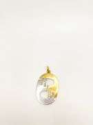 Modern 14kt and Platinum Diamond Pendant