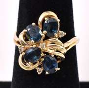 Sparkling Blue Sapphire Ring In 14K Yellow Gold