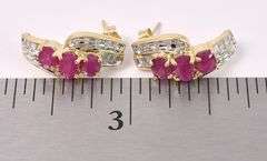 Gorgeous Ruby And Diamond J-Hoop Earring In 14K Yellow Gold