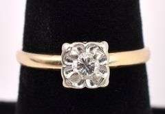 Elegant Solitaire Diamond Ring In 14K Yellow Gold