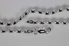 Sterling Silver Italian Oval Ball Bead Chain 3mm 925 Italy Dog Tag Necklace 24"