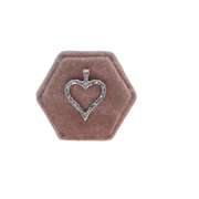 14K WHITE GOLD OPEN HEART CHARM WITH DIAMONDS