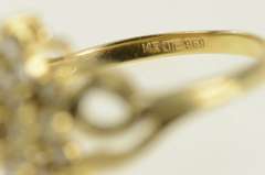 14K Yellow Gold Retro Diamond Cluster Vintage Statement Ring